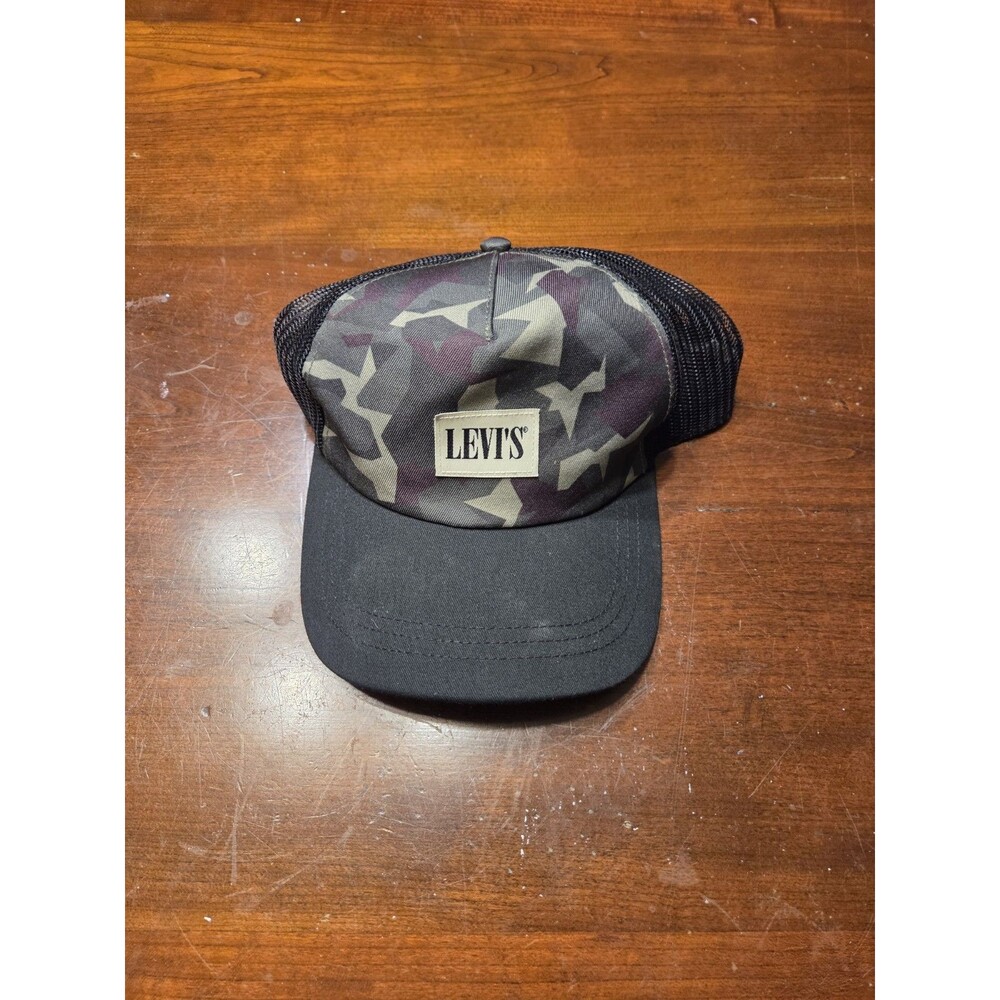 Levis Trucker Hat Cap Mens One Size Camo Camouflage Mesh Snapback Patch Logo